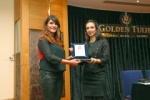 A plaquette of honour to Dr. Gökçe Keçeci Şekeroğlu 